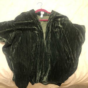 Green velvet shrug